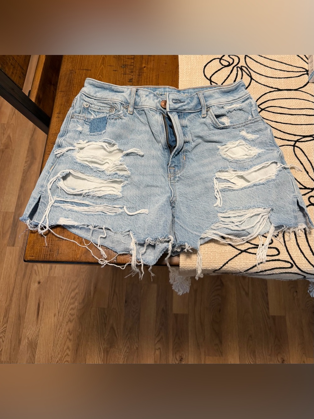 American Eagle Outfitters Light Blue Distressed Denim Cutoff Shorts